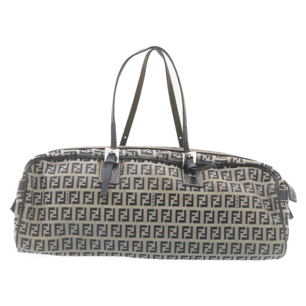 FENDI Zucchino Canvas Hand Bag Navy Blue kk054