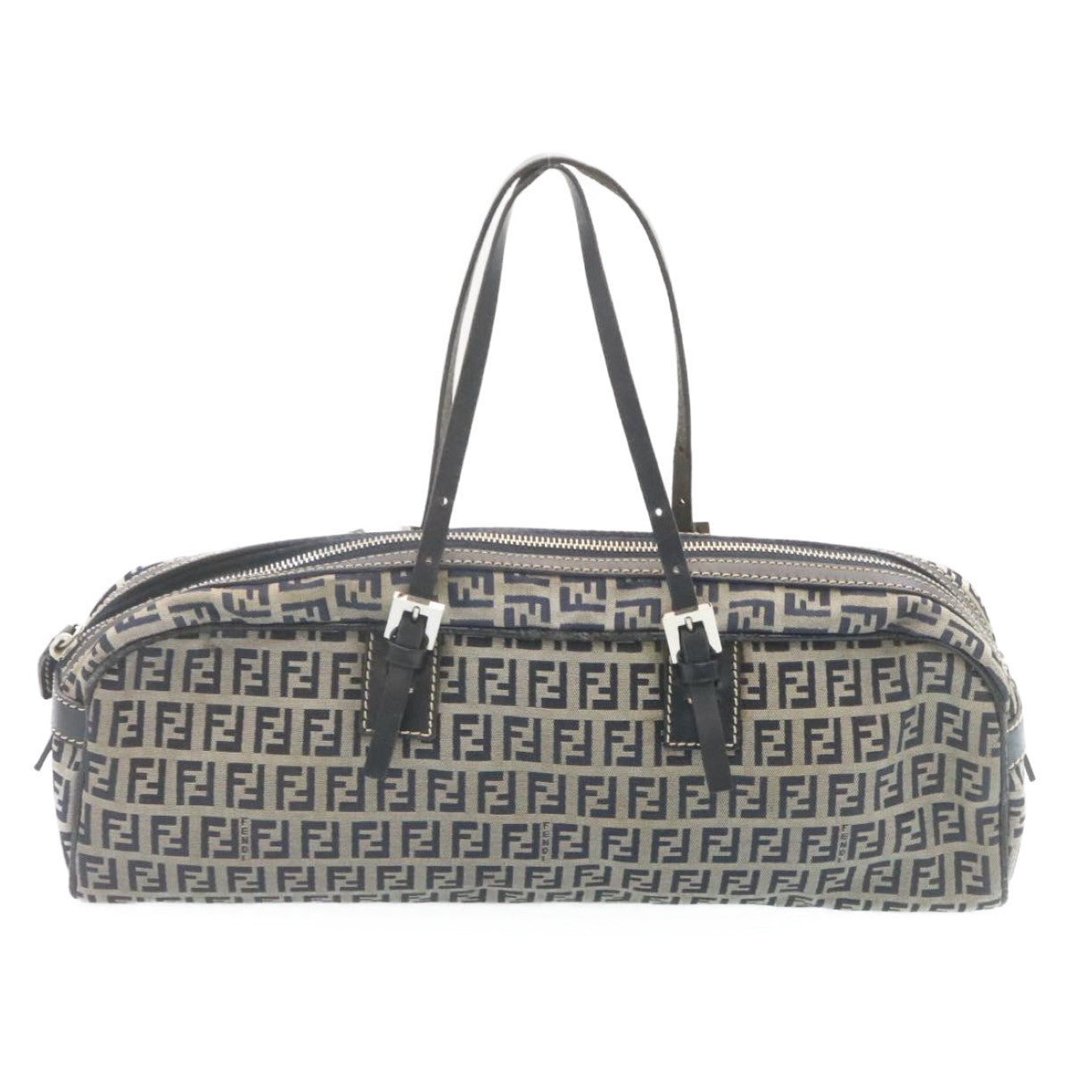 FENDI Zucchino Canvas Hand Bag Navy Blue kk054