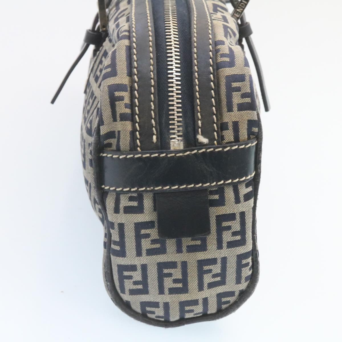 FENDI Zucchino Canvas Hand Bag Navy Blue kk054