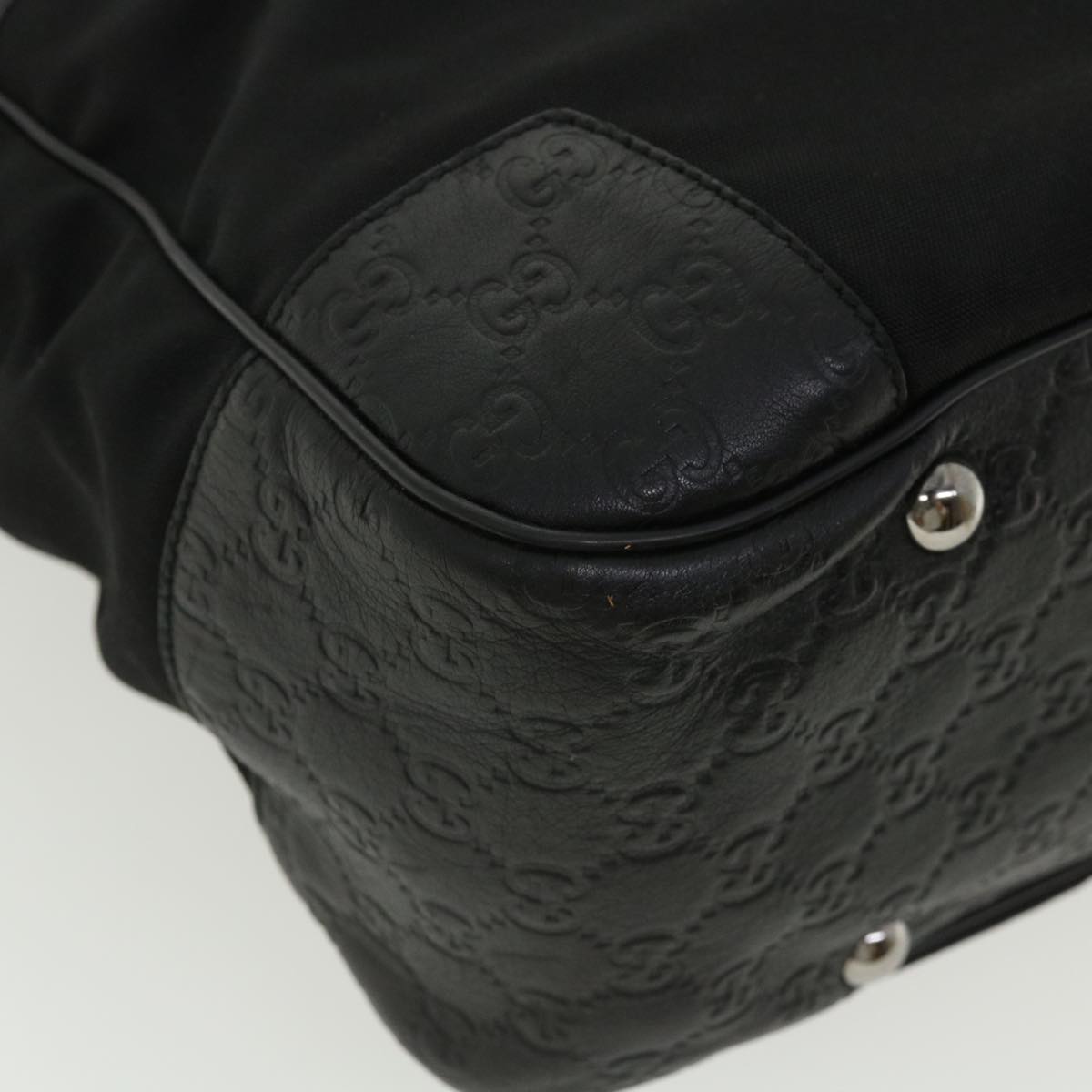 GUCCI Guccissima Tote Bag Canvas Leather Black kk141