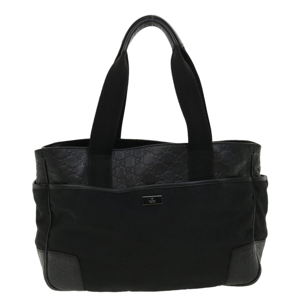 GUCCI Guccissima Tote Bag Canvas Leather Black kk141