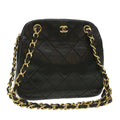 CHANEL Matelasse Clasp Chain Shoulder Bag Lamb Skin Black CC kk164