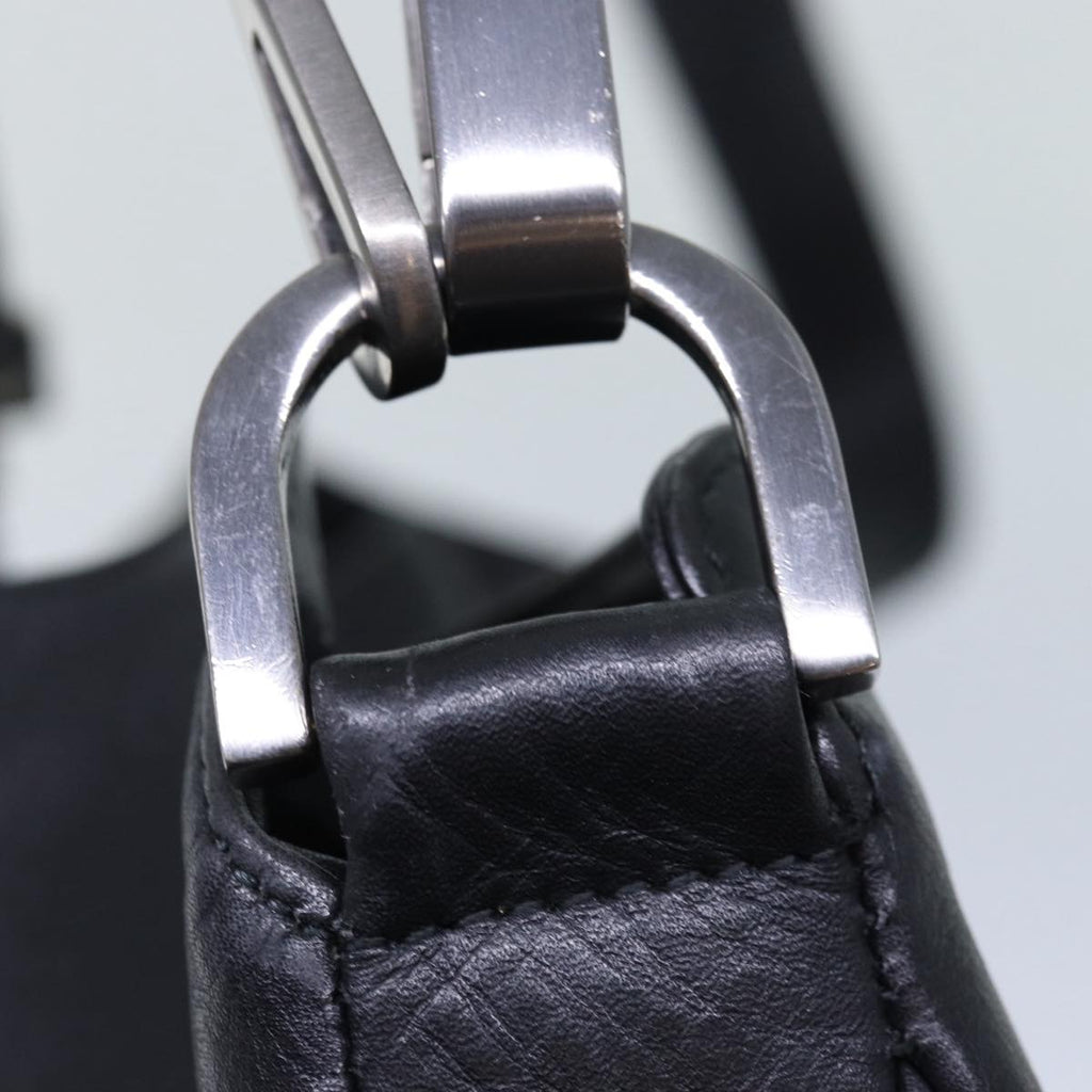 GUCCI Bamboo Hand Bag Leather 2way Black kk265