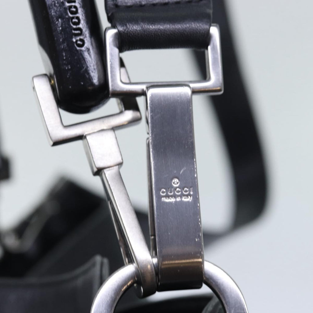 GUCCI Bamboo Hand Bag Leather 2way Black kk265