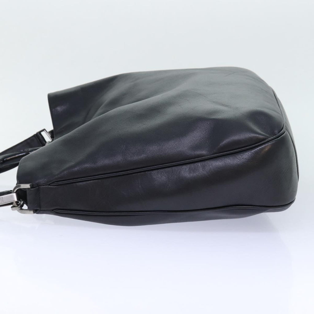 GUCCI Bamboo Hand Bag Leather 2way Black kk265