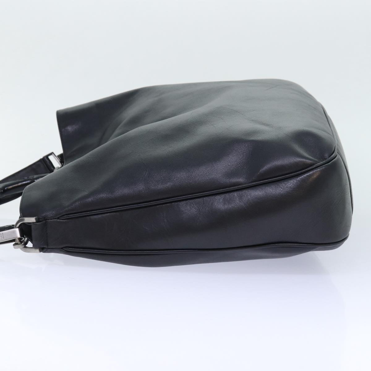 GUCCI Bamboo Hand Bag Leather 2way Black kk265
