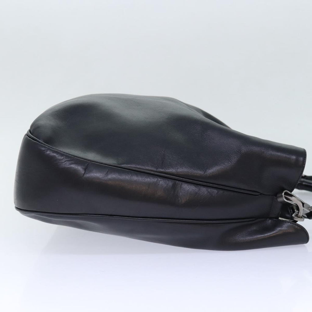 GUCCI Bamboo Hand Bag Leather 2way Black kk265