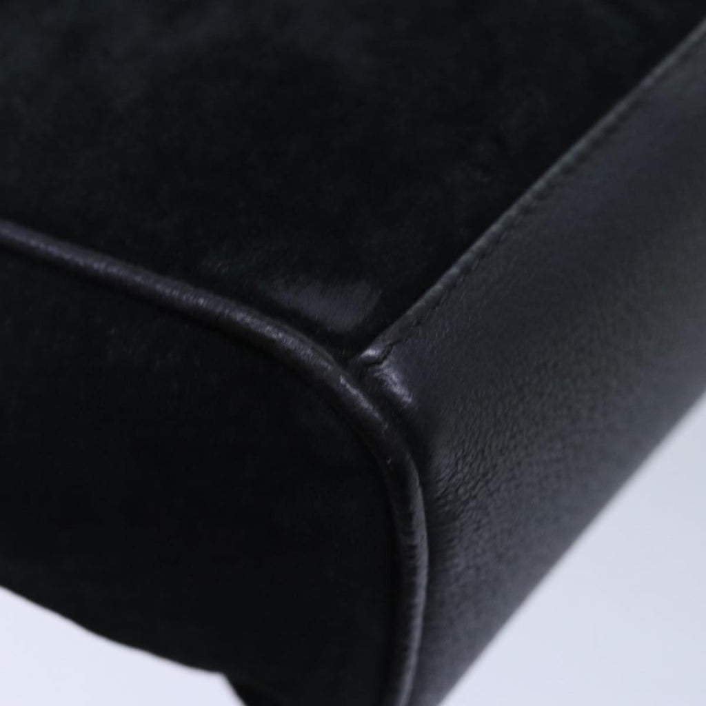GUCCI Bamboo Hand Bag Suede 2way Black kk266