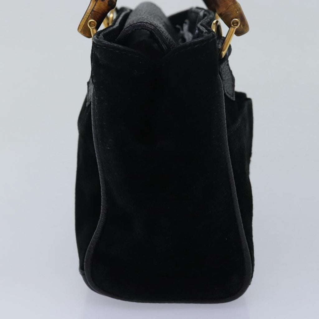 GUCCI Bamboo Hand Bag Suede 2way Black kk266