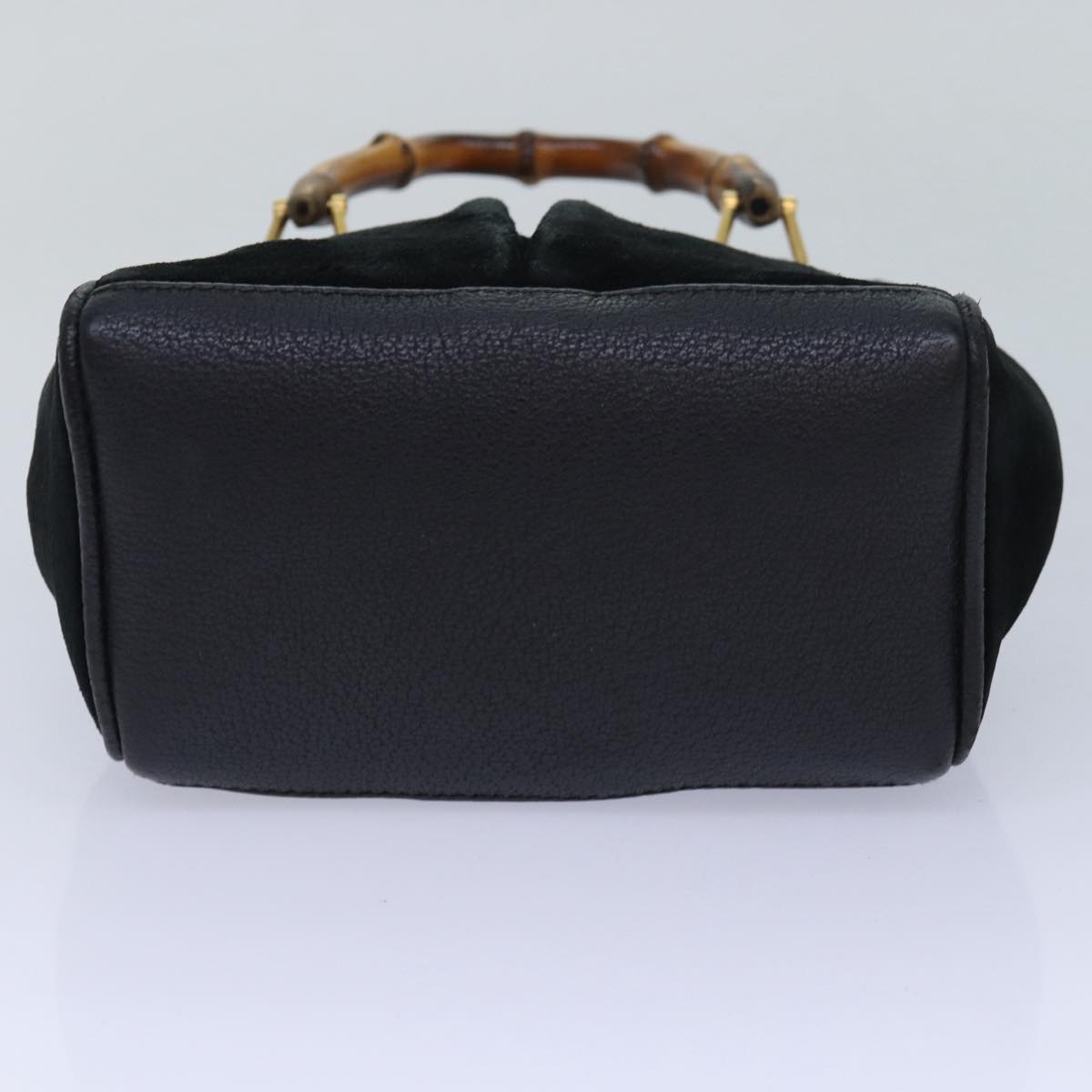 GUCCI Bamboo Hand Bag Suede 2way Black kk266