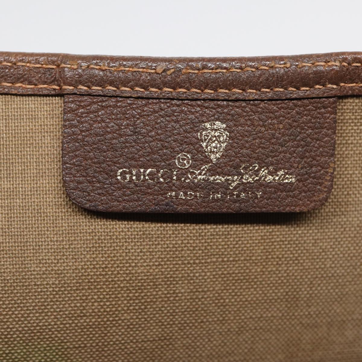 GUCCI GG Canvas Web Sherry Line Tote Bag PVC Leather Beige Green Red kk273