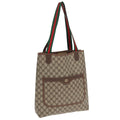 GUCCI GG Canvas Web Sherry Line Tote Bag PVC Leather Beige Green Red kk273