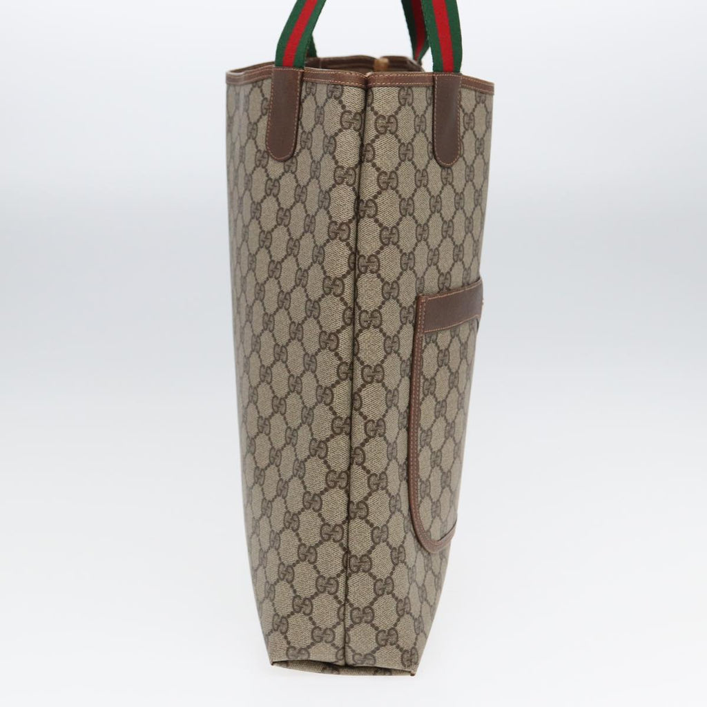 GUCCI GG Canvas Web Sherry Line Tote Bag PVC Leather Beige Green Red kk273