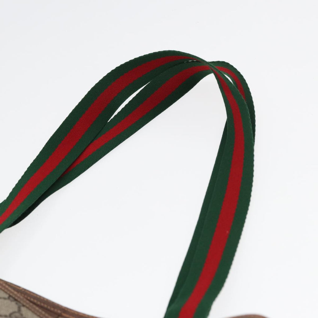 GUCCI GG Canvas Web Sherry Line Tote Bag PVC Leather Beige Green Red kk273