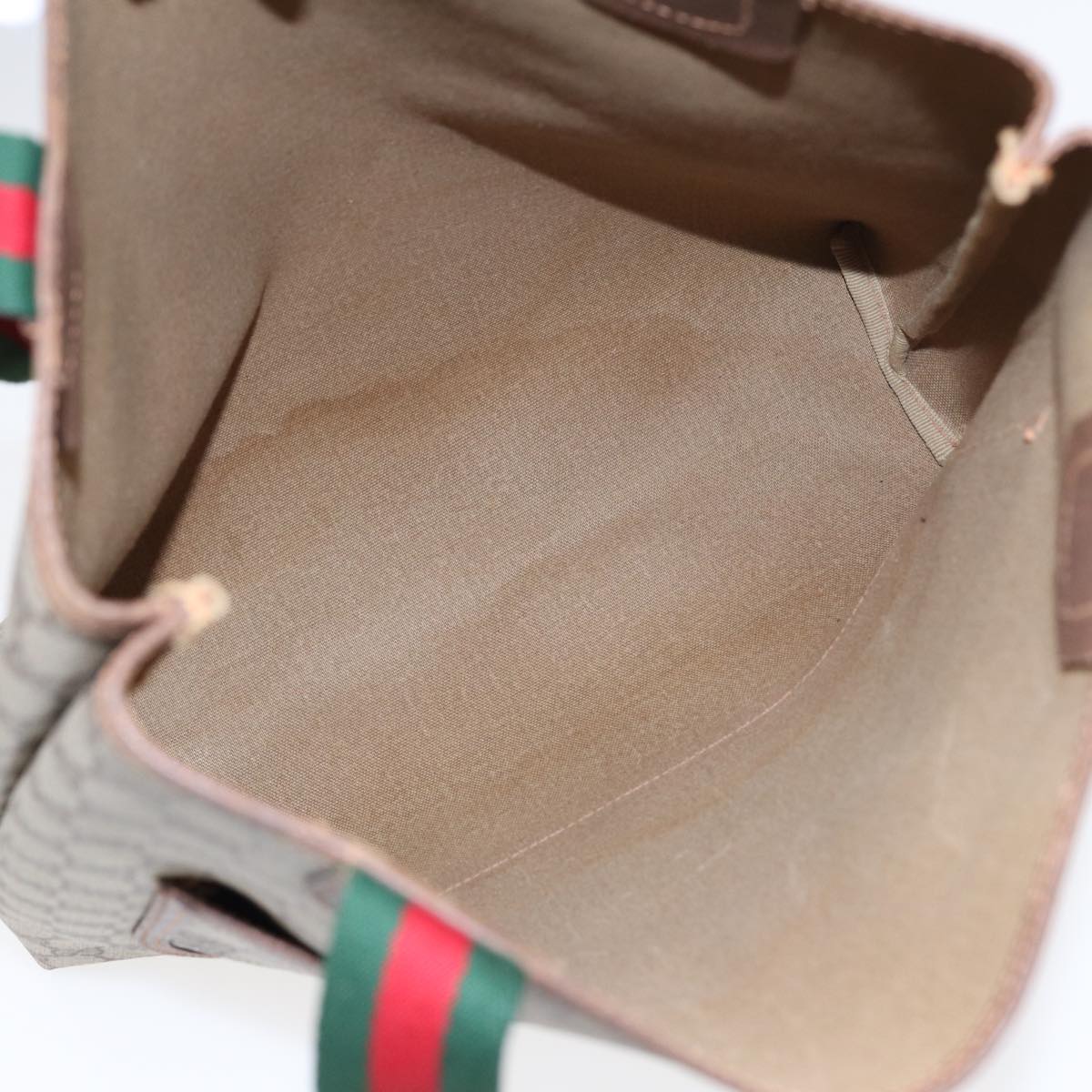 GUCCI GG Canvas Web Sherry Line Tote Bag PVC Leather Beige Green Red kk275