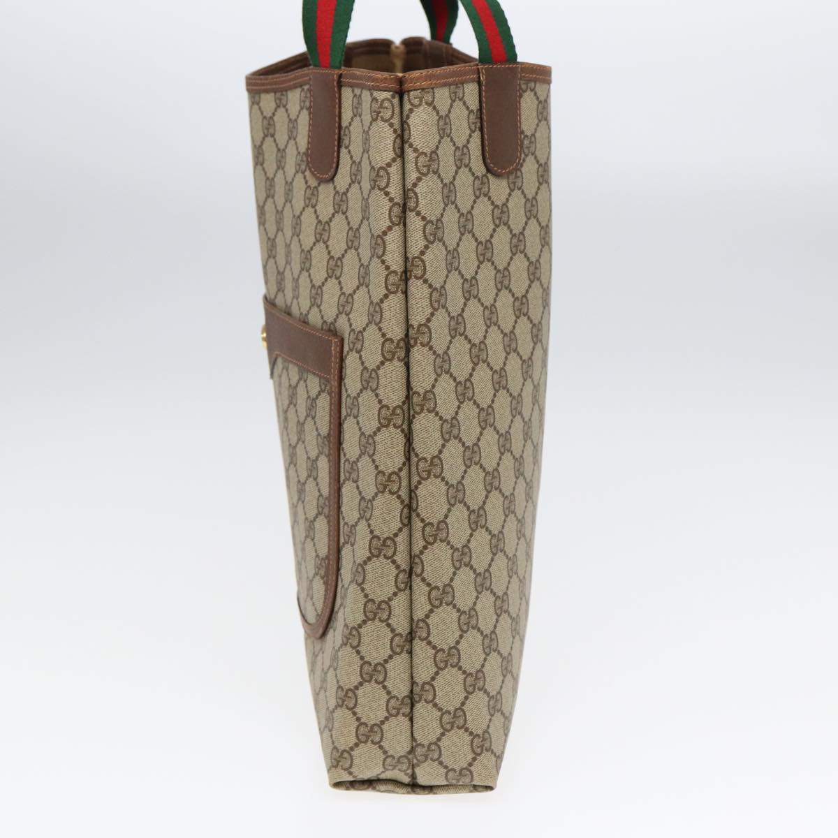GUCCI GG Canvas Web Sherry Line Tote Bag PVC Leather Beige Green Red kk275