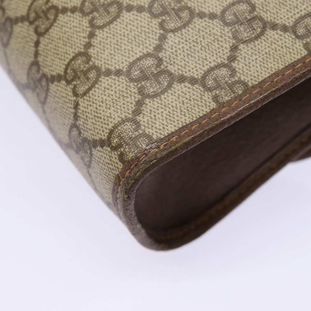 GUCCI GG Supreme Web Sherry Line Clutch Bag PVC Beige Gold 156 01 030 kk288