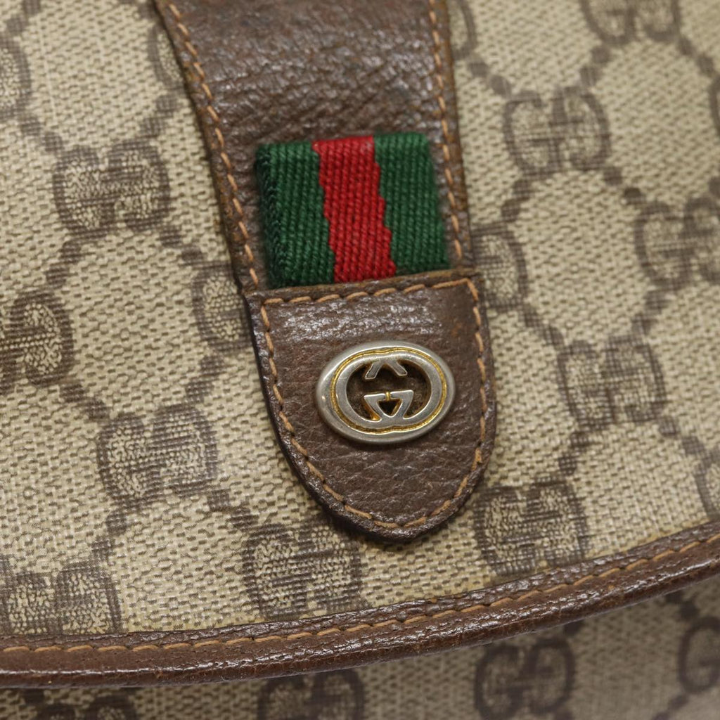 GUCCI GG Supreme Web Sherry Line Clutch Bag PVC Beige Gold 156 01 030 kk288