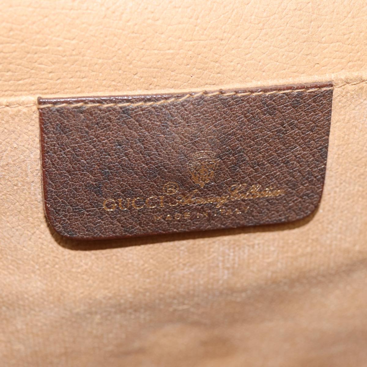 GUCCI GG Supreme Web Sherry Line Clutch Bag PVC Beige Gold 156 01 030 kk288