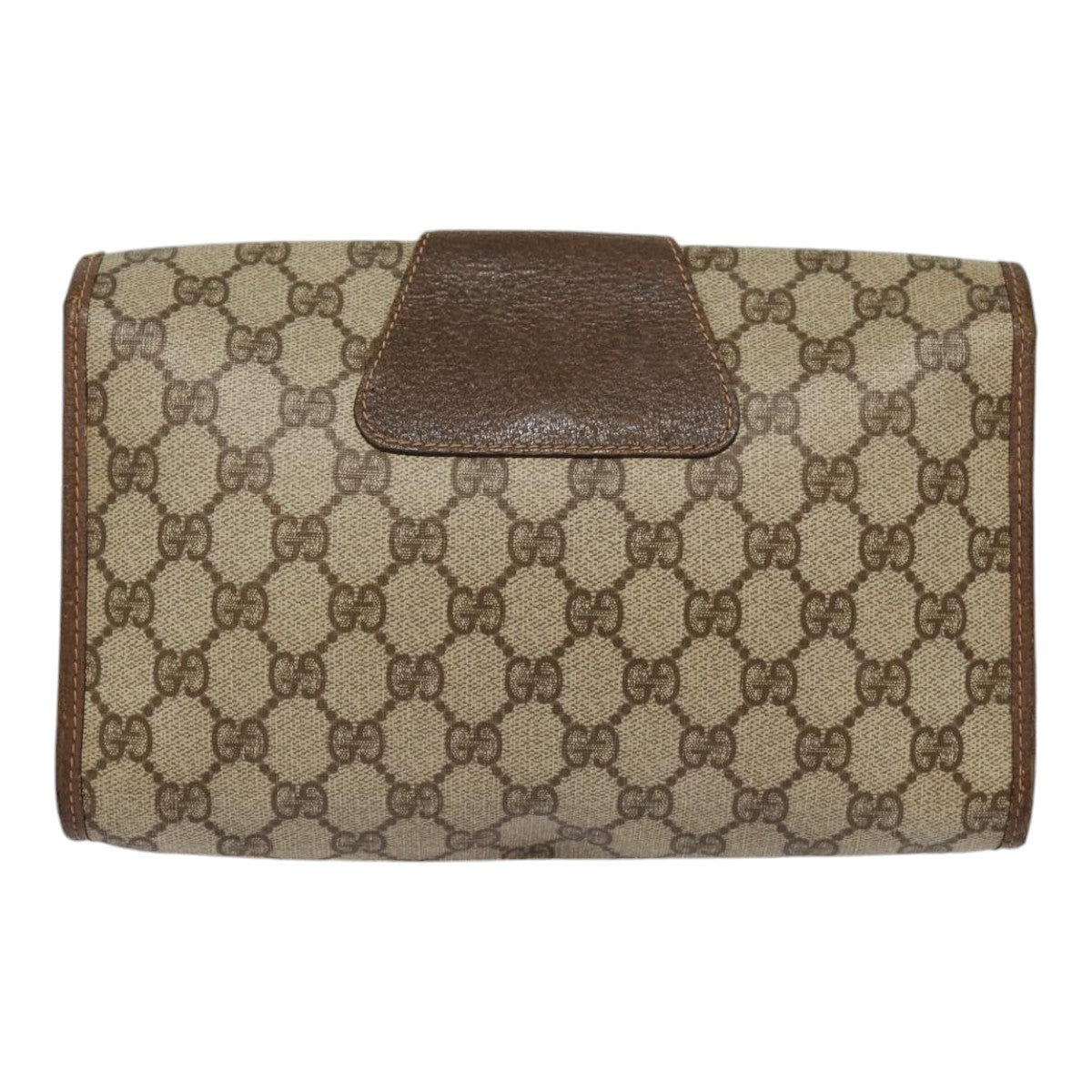 GUCCI GG Supreme Web Sherry Line Clutch Bag PVC Beige Gold 156 01 030 kk288