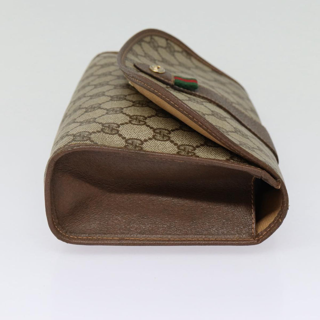 GUCCI GG Supreme Web Sherry Line Clutch Bag PVC Beige Gold 156 01 030 kk288
