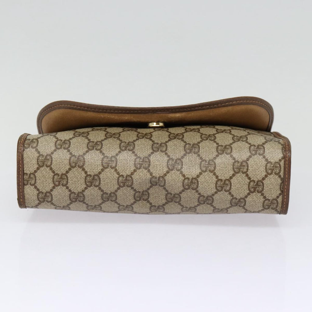 GUCCI GG Supreme Web Sherry Line Clutch Bag PVC Beige Gold 156 01 030 kk288