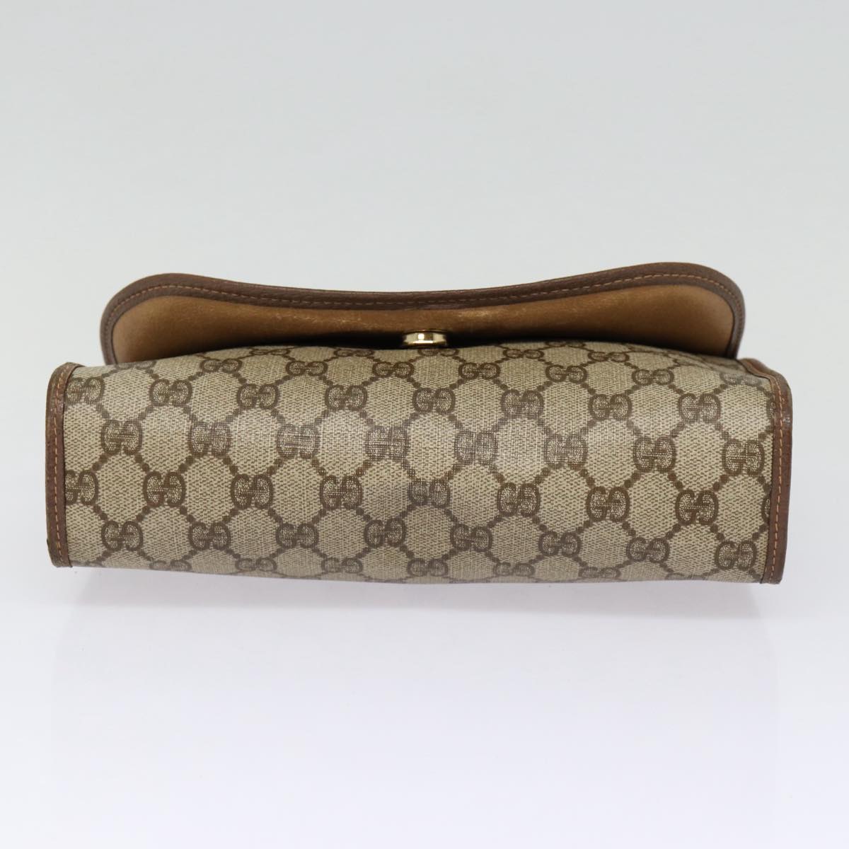GUCCI GG Supreme Web Sherry Line Clutch Bag PVC Beige Gold 156 01 030 kk288