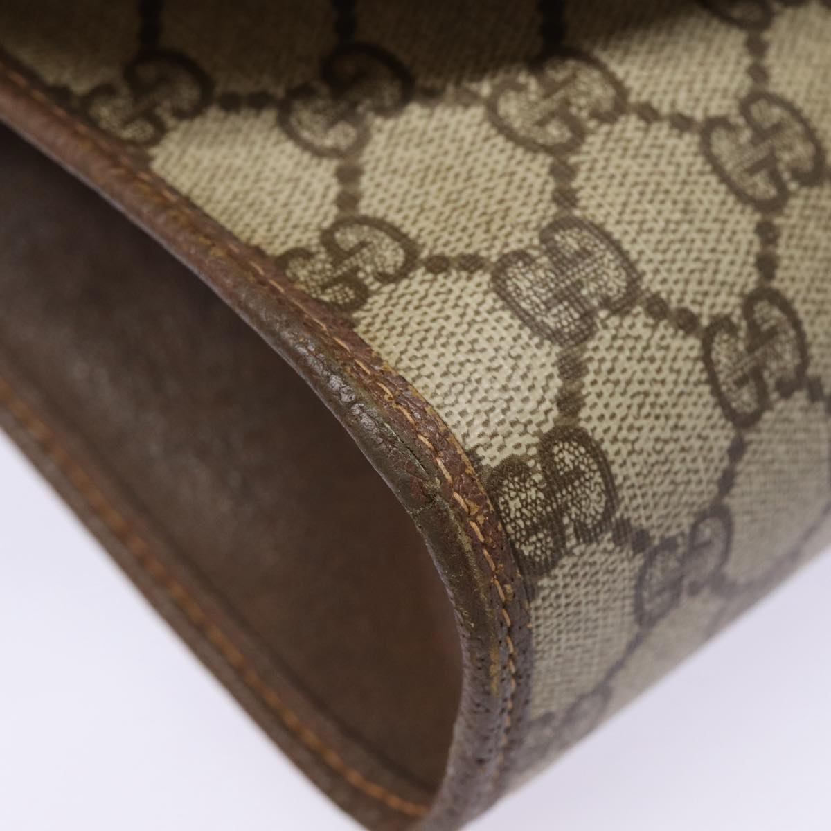 GUCCI GG Supreme Web Sherry Line Clutch Bag PVC Beige Gold 156 01 030 kk288