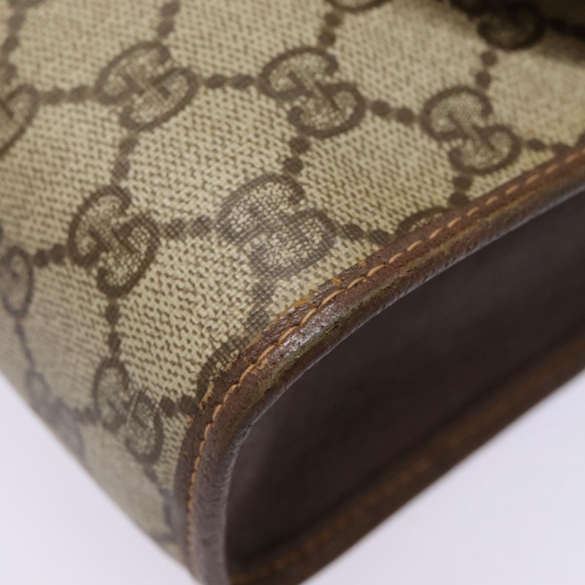 GUCCI GG Supreme Web Sherry Line Clutch Bag PVC Beige Gold 156 01 030 kk288