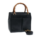 GUCCI Bamboo Hand Bag Leather 2way Navy Gold 000 122 0316 kk290