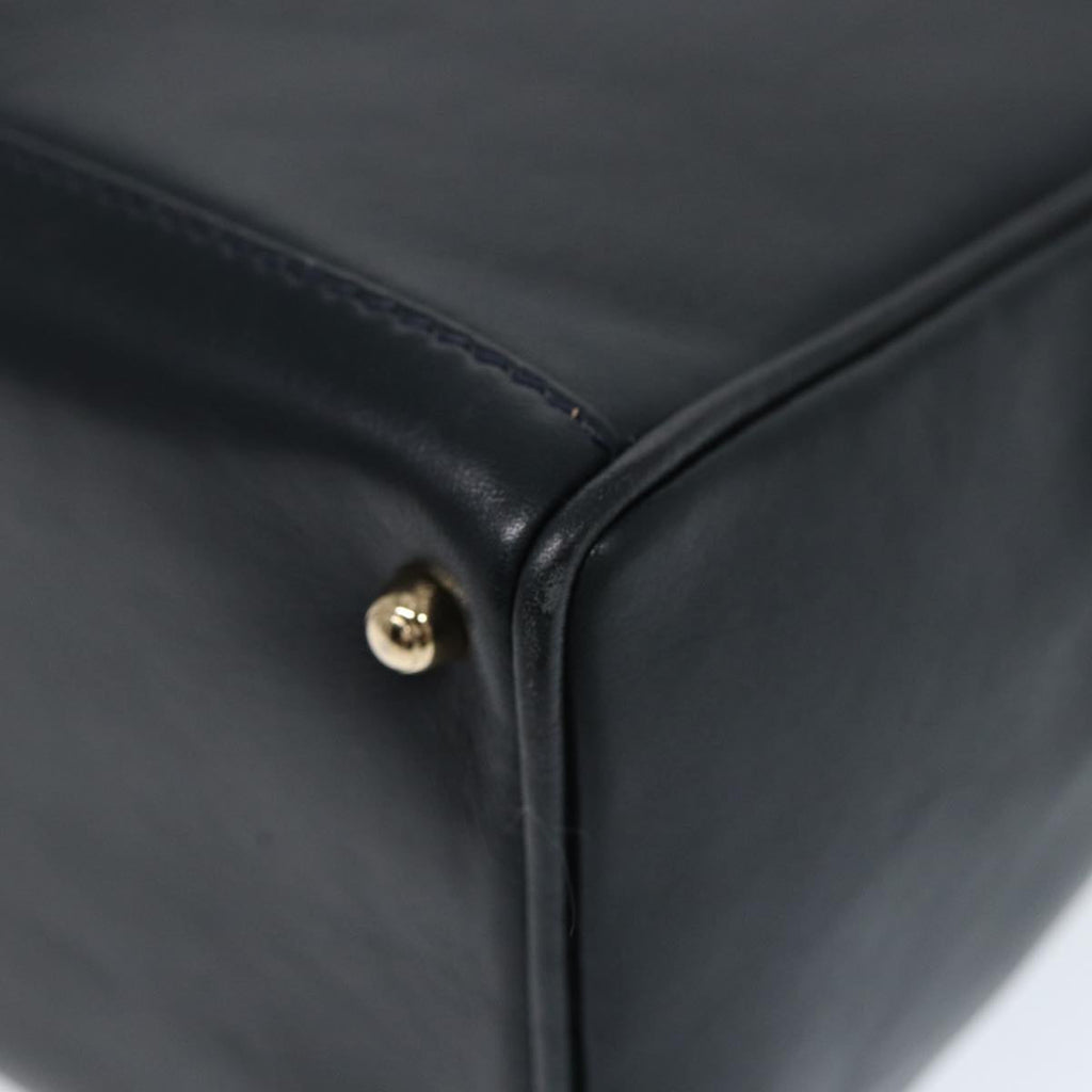 GUCCI Bamboo Hand Bag Leather 2way Navy Gold 000 122 0316 kk290