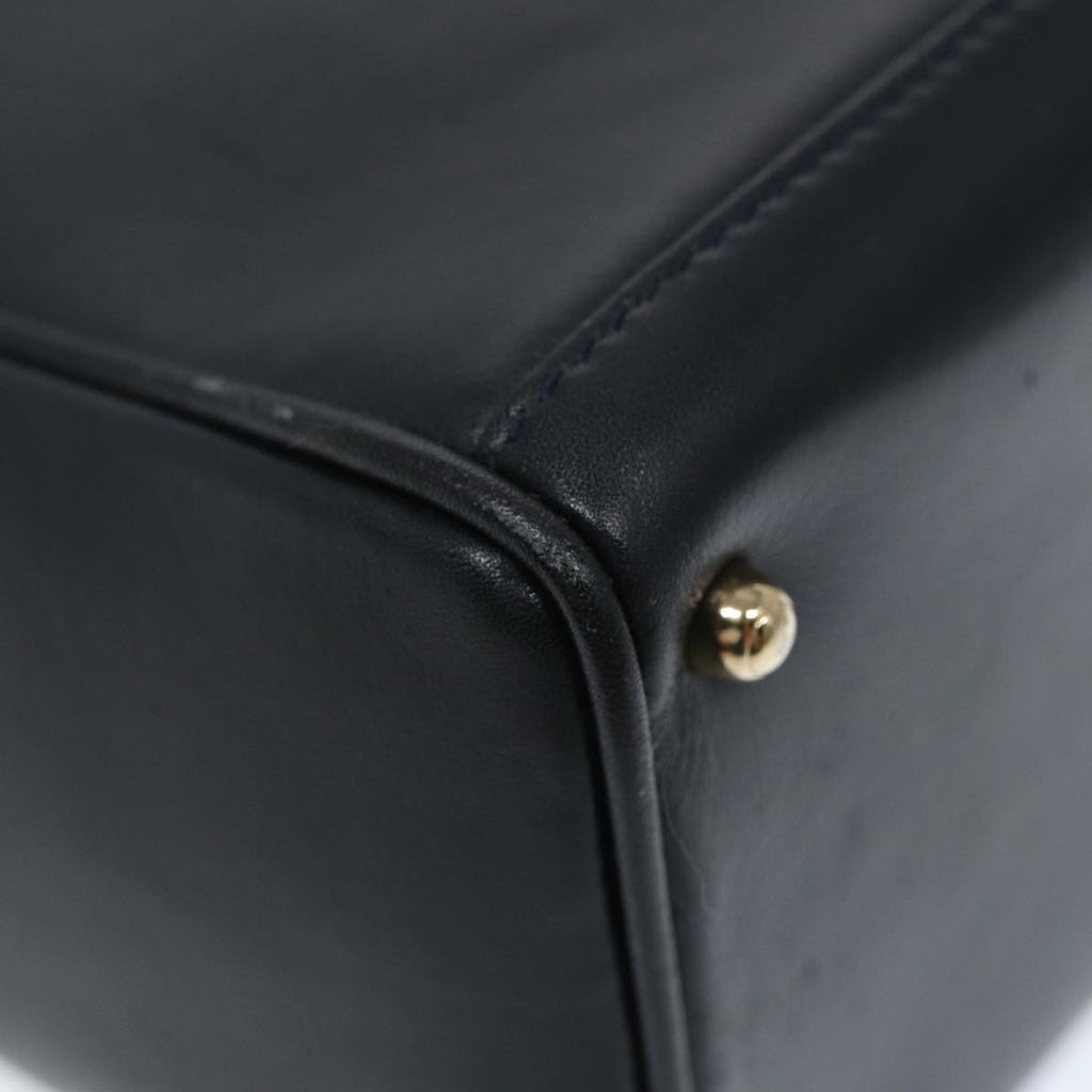 GUCCI Bamboo Hand Bag Leather 2way Navy Gold 000 122 0316 kk290