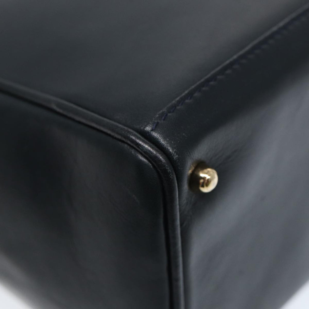 GUCCI Bamboo Hand Bag Leather 2way Navy Gold 000 122 0316 kk290