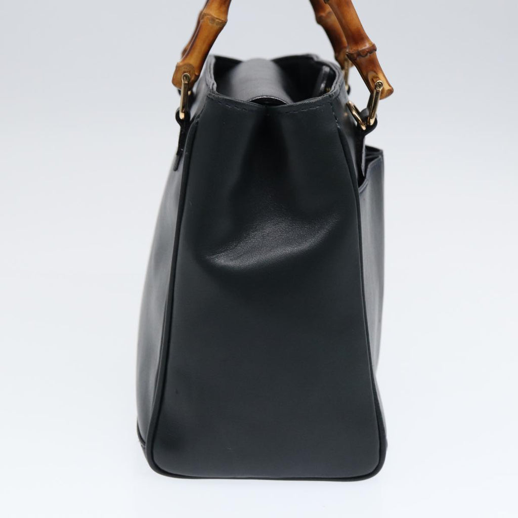 GUCCI Bamboo Hand Bag Leather 2way Navy Gold 000 122 0316 kk290