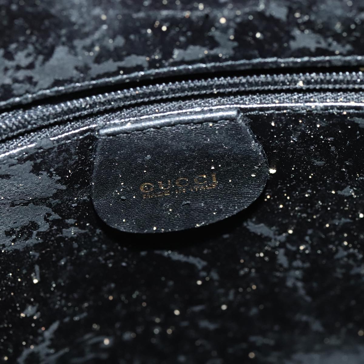 GUCCI Bamboo Hand Bag Leather 2way Black Gold 001 1998 1638 kk291