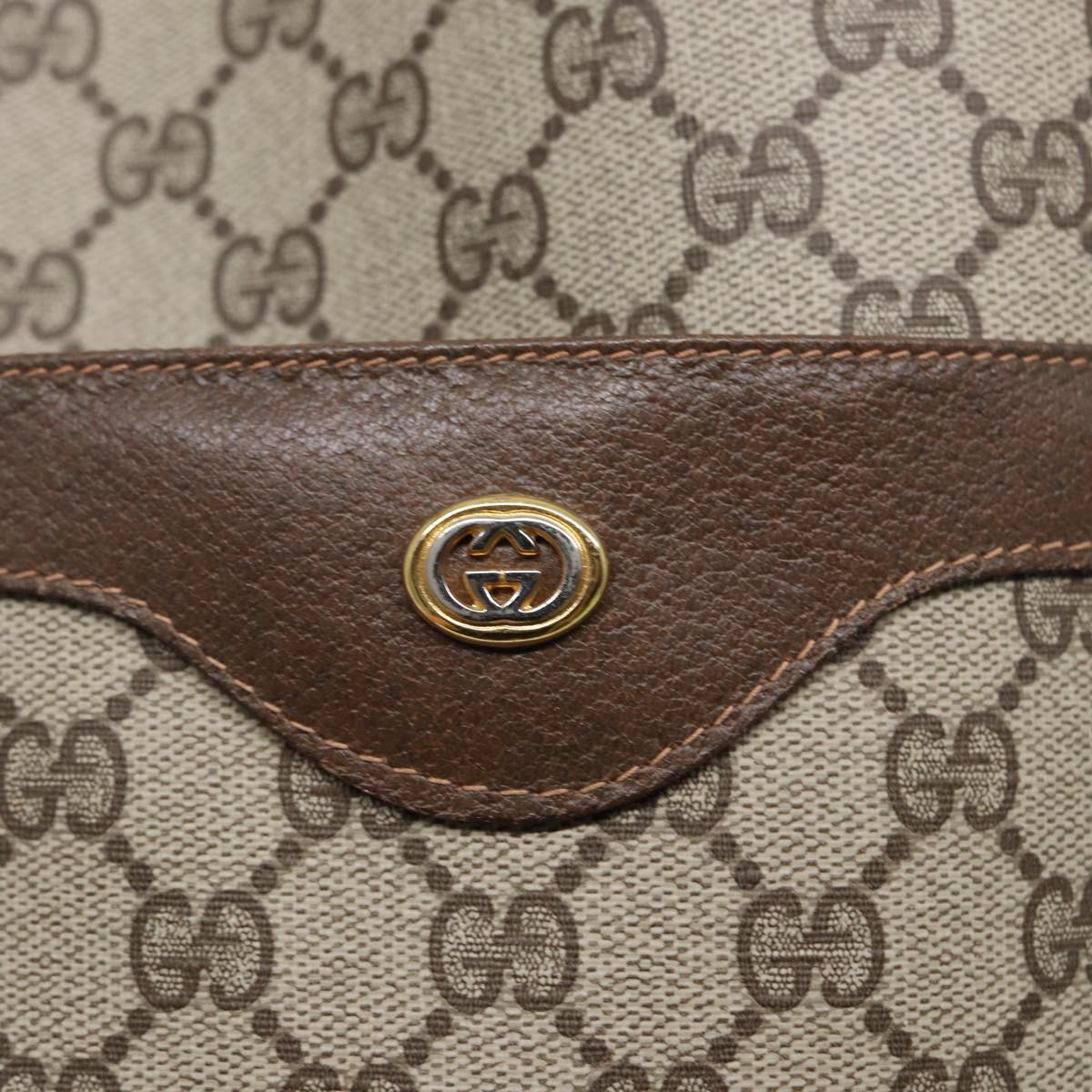 GUCCI GG Canvas Web Sherry Line Tote Bag PVC Leather Beige Green Red kk301
