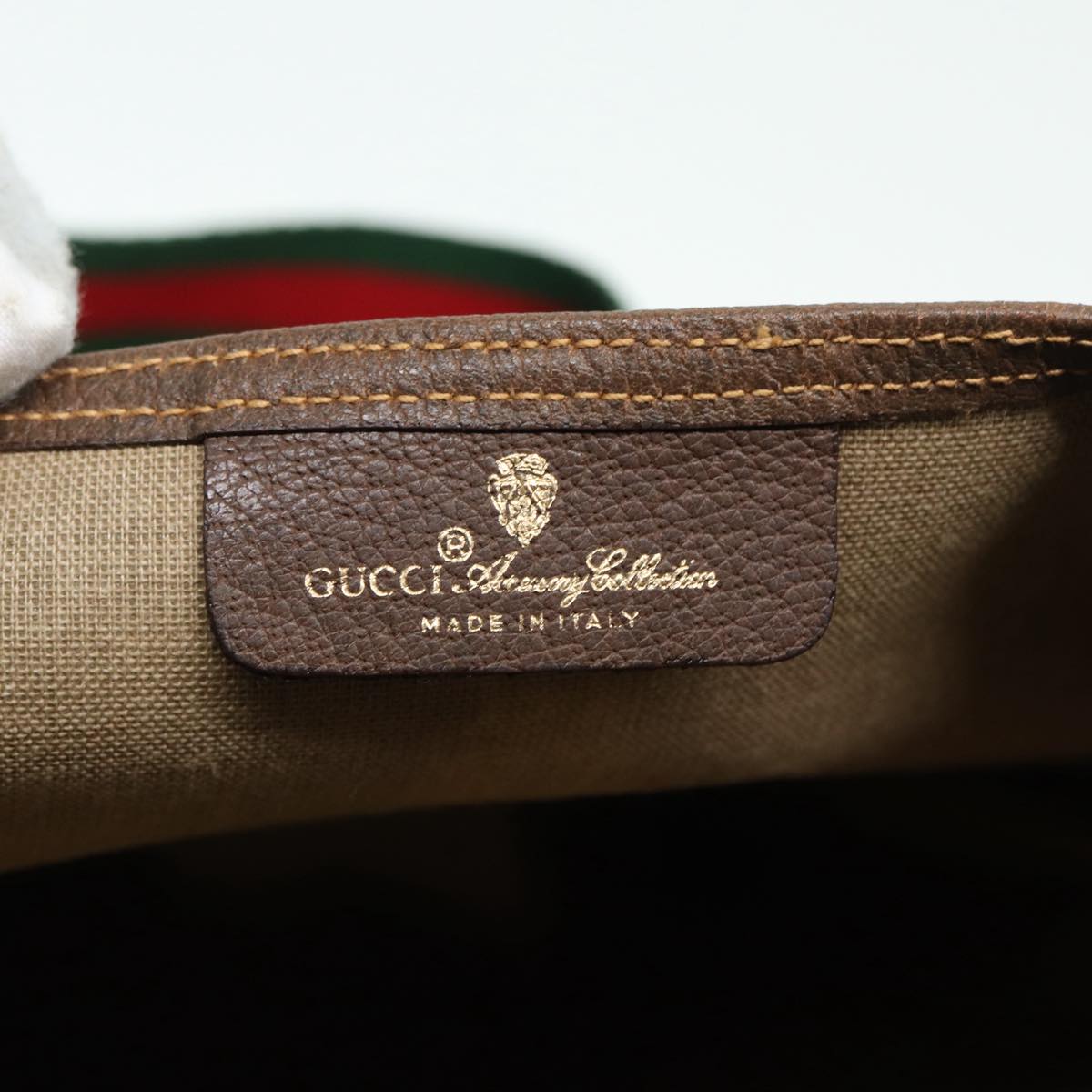 GUCCI GG Canvas Web Sherry Line Tote Bag PVC Leather Beige Green Red kk301