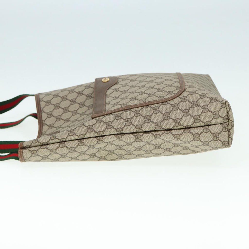 GUCCI GG Canvas Web Sherry Line Tote Bag PVC Leather Beige Green Red kk301