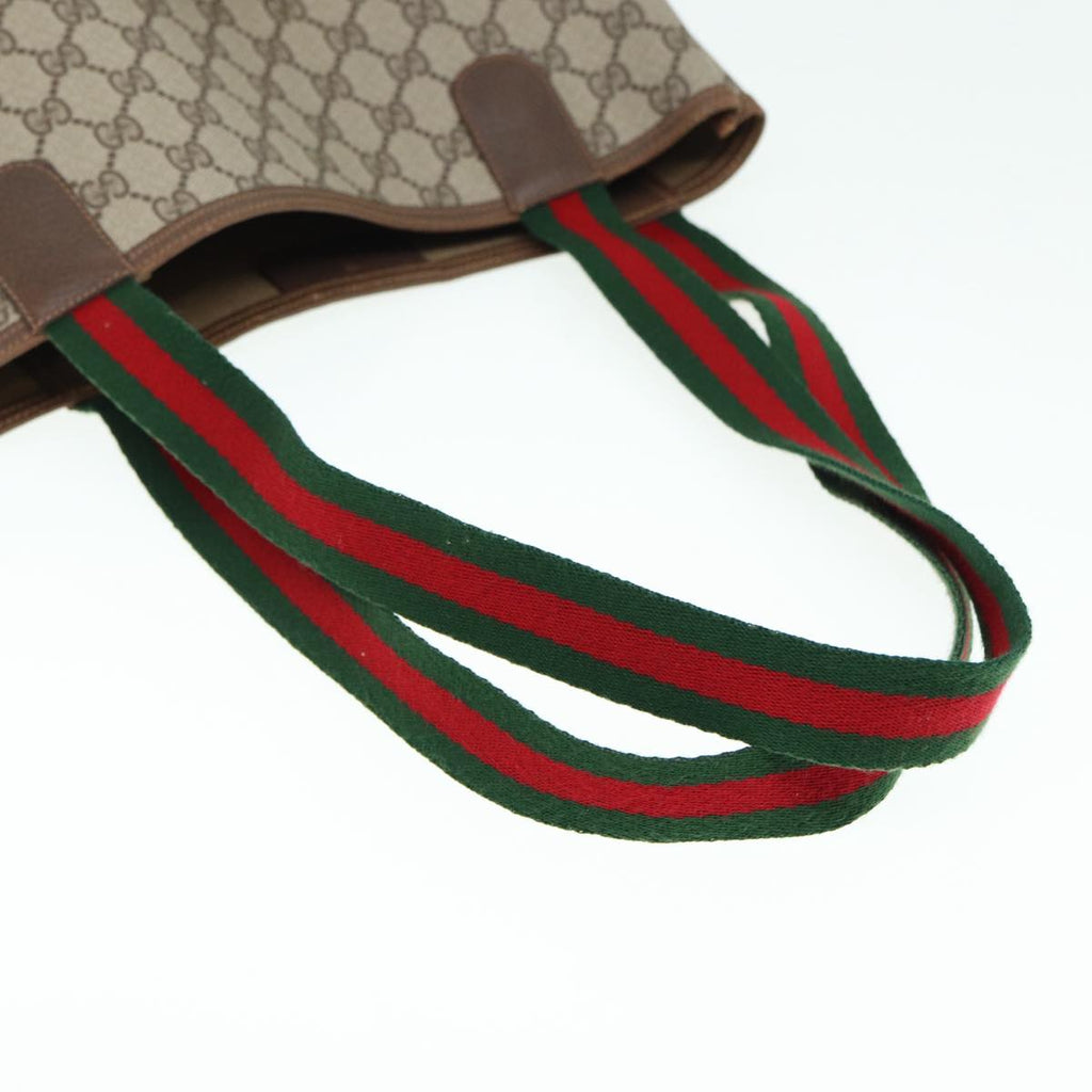 GUCCI GG Canvas Web Sherry Line Tote Bag PVC Leather Beige Green Red kk301