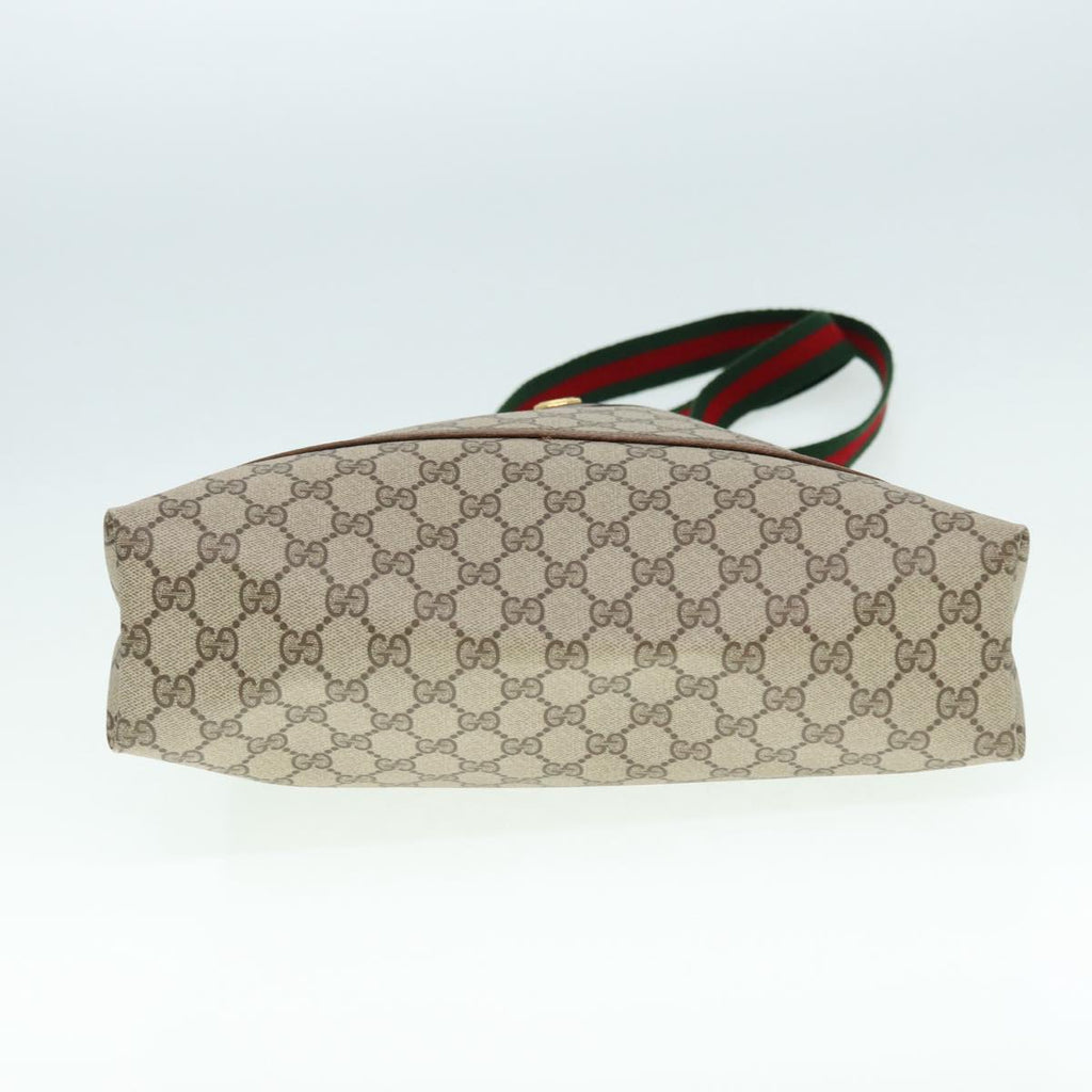 GUCCI GG Canvas Web Sherry Line Tote Bag PVC Leather Beige Green Red kk301