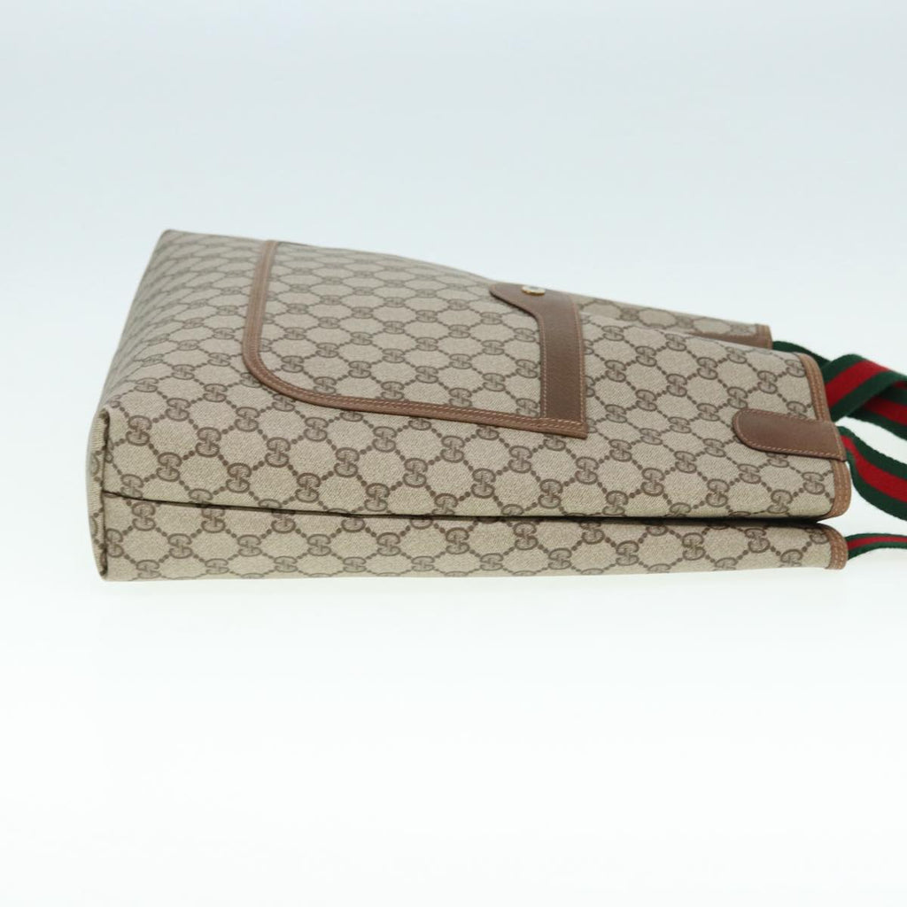GUCCI GG Canvas Web Sherry Line Tote Bag PVC Leather Beige Green Red kk302