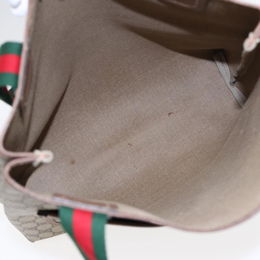 GUCCI GG Canvas Web Sherry Line Tote Bag PVC Leather Beige Green Red kk303
