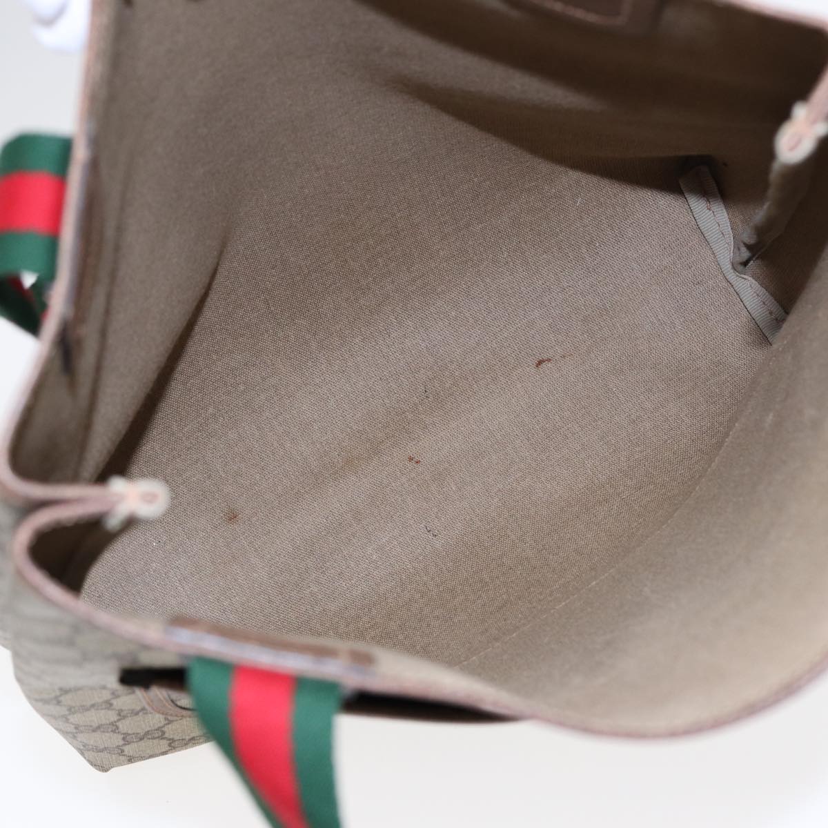 GUCCI GG Canvas Web Sherry Line Tote Bag PVC Leather Beige Green Red kk303