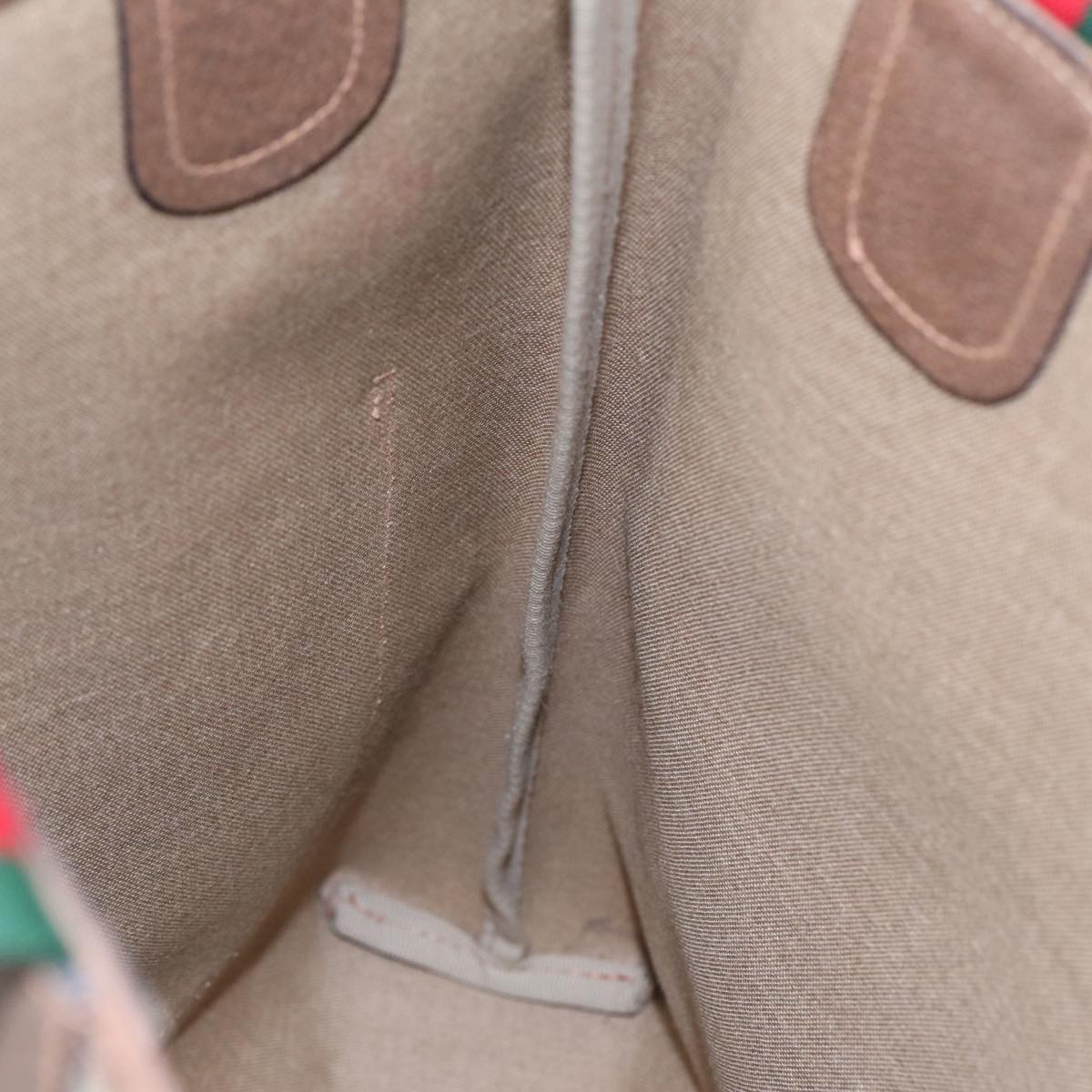 GUCCI GG Canvas Web Sherry Line Tote Bag PVC Leather Beige Green Red kk303