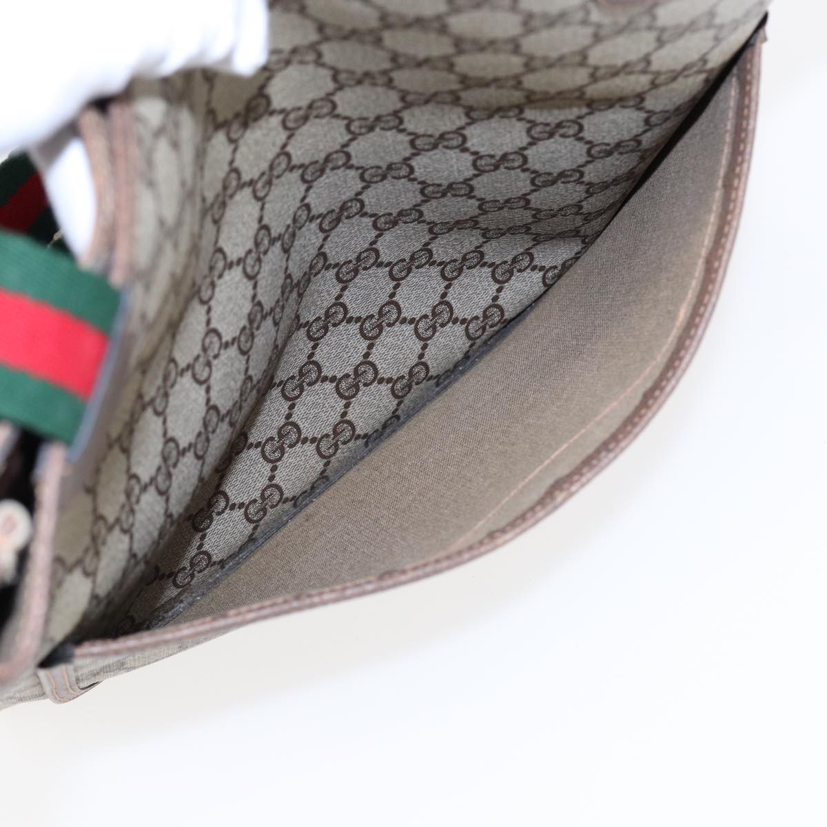 GUCCI GG Canvas Web Sherry Line Tote Bag PVC Leather Beige Green Red kk303