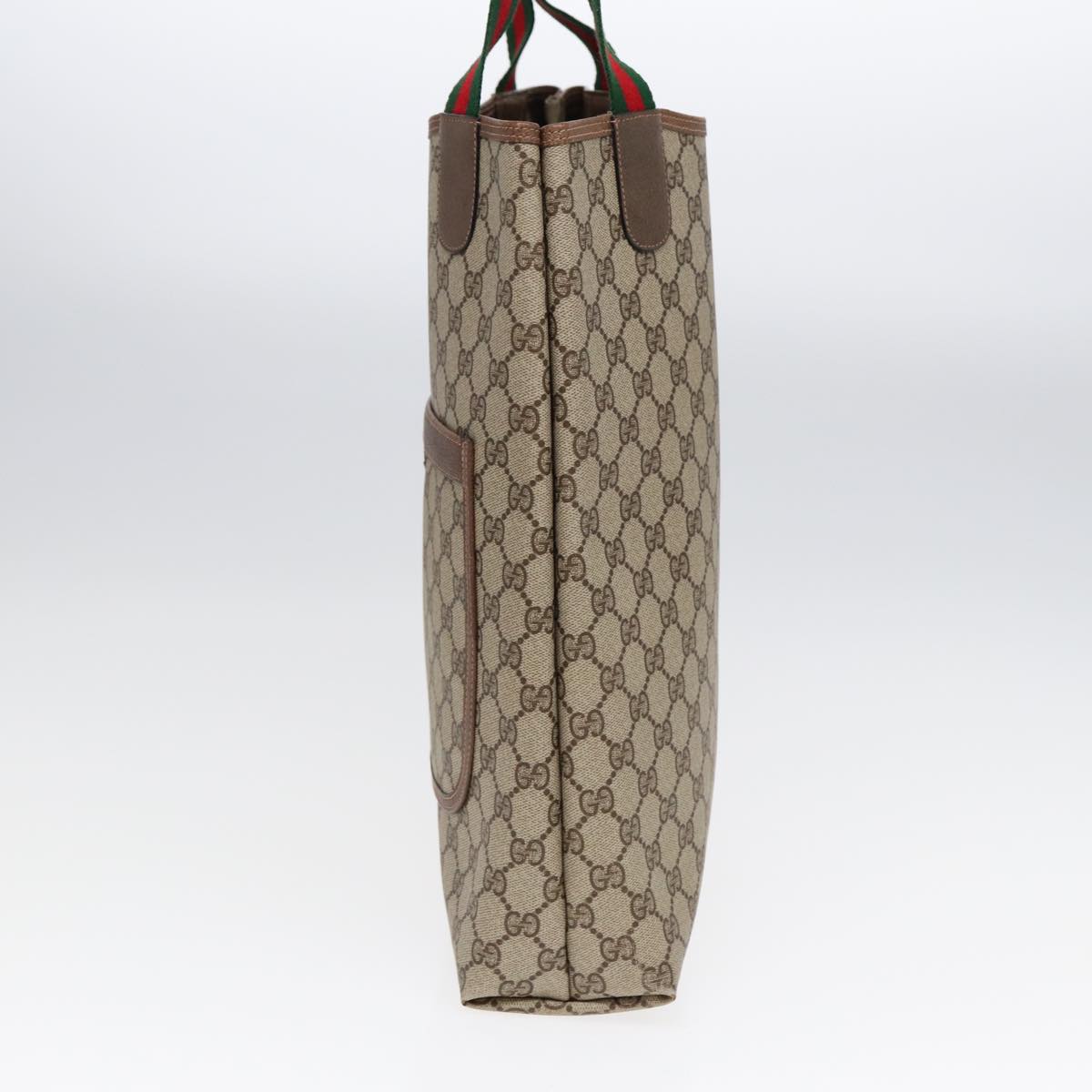 GUCCI GG Canvas Web Sherry Line Tote Bag PVC Leather Beige Green Red kk303
