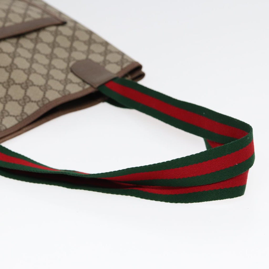 GUCCI GG Canvas Web Sherry Line Tote Bag PVC Leather Beige Green Red kk303