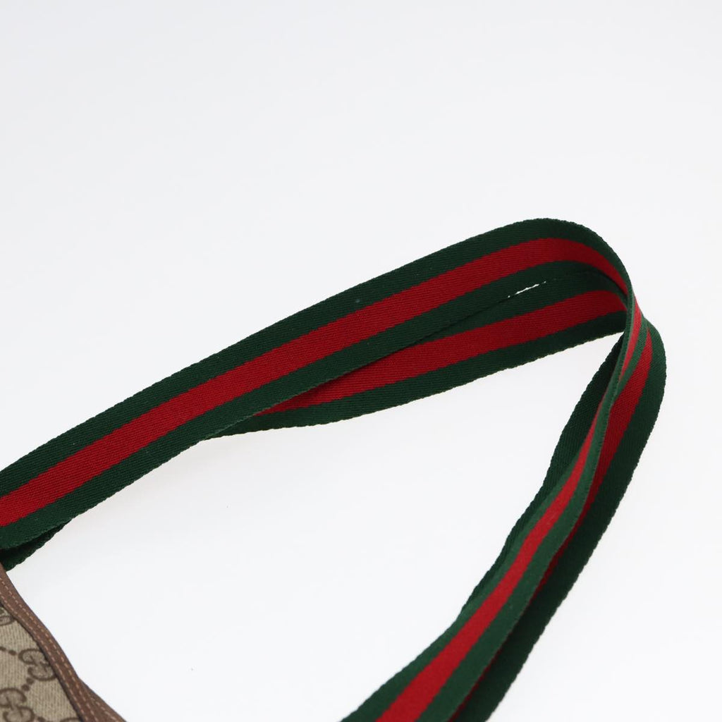 GUCCI GG Canvas Web Sherry Line Tote Bag PVC Leather Beige Green Red kk303