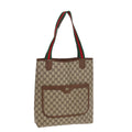 GUCCI GG Canvas Web Sherry Line Tote Bag PVC Leather Beige Green Red kk304