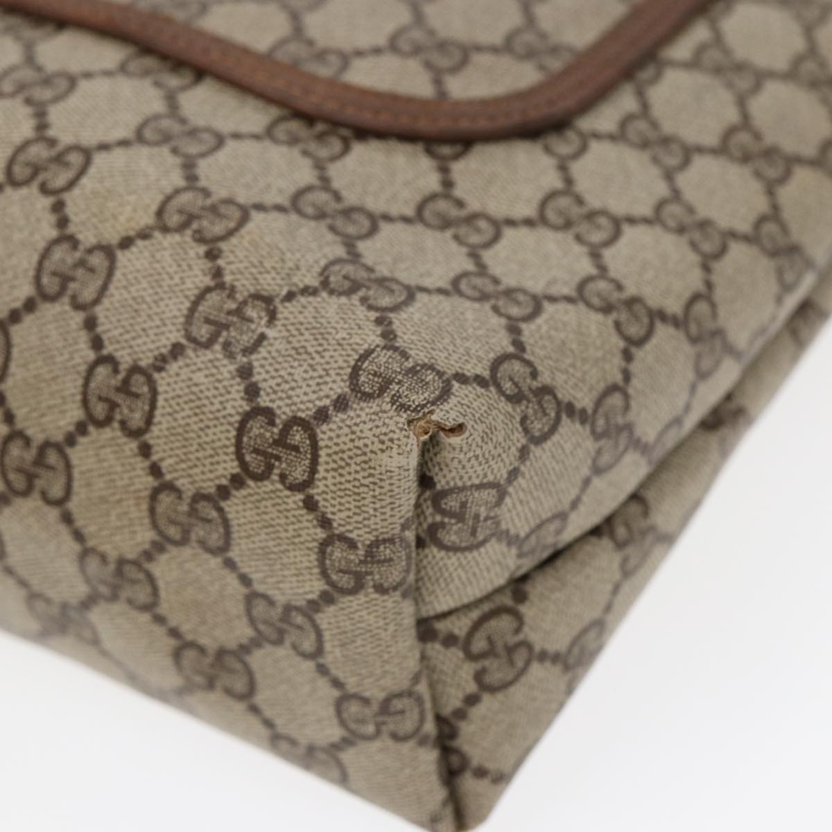 GUCCI GG Canvas Web Sherry Line Tote Bag PVC Leather Beige Green Red kk304